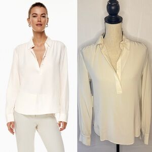 NWT Babaton Kauffman Silk Blouse in Birch